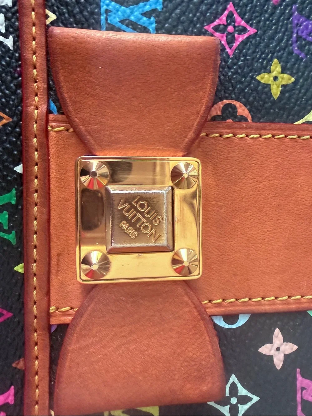 Louis Vuitton Black Multicolor Monogram Sarah Noeud Wallet with Bow leather Trim